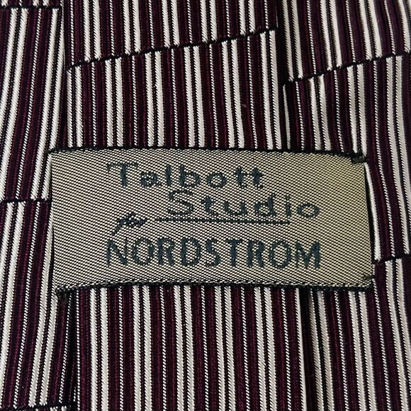 Talbott Studio Nordstron 100% Silk Necktie Tie Striped Red White 3 3/4 x 56 1/2 - Picture 3 of 3